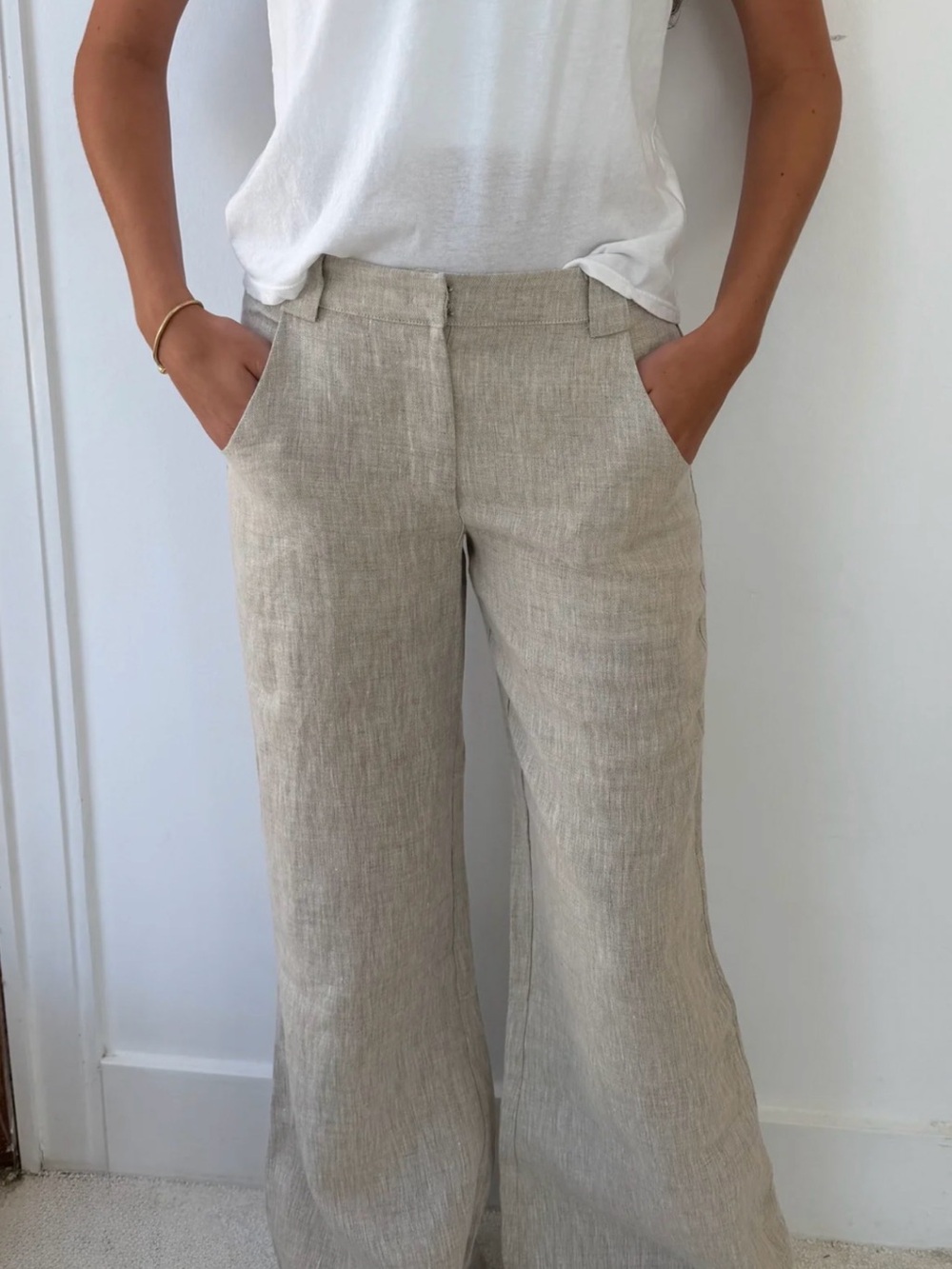 Everyday Wide-Leg Linen Blend Pants in Beige